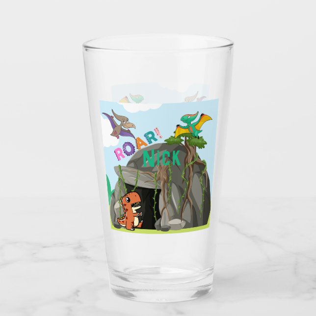 Personalized Dinosaur and Friends Glass (Front)