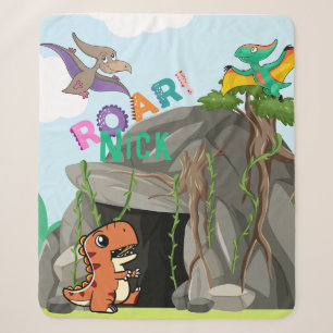 Personalized Dinosaur and Friends Sherpa Blanket