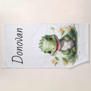 Personalized Dinosaur Beach Towel