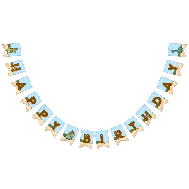 Personalized Dinosaur Birthday bunting banner (All)