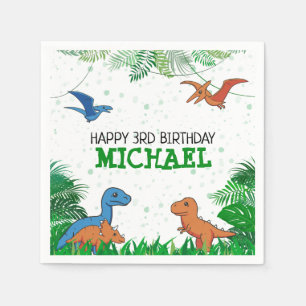 Personalized Dinosaur Birthday Kids Jurassic Trex Napkin