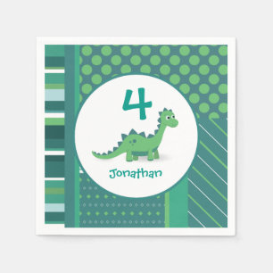 Personalized dinosaur birthday napkins