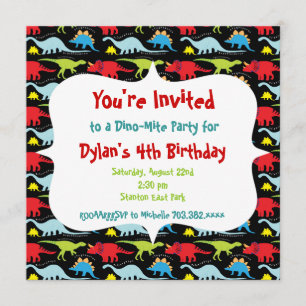Personalized Dinosaur Birthday Party Invitations