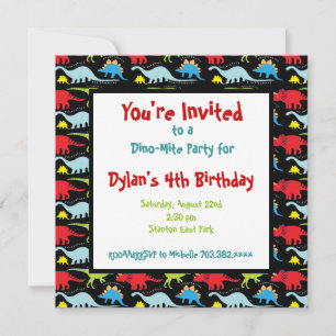 Personalized Dinosaur Birthday Party Invitations