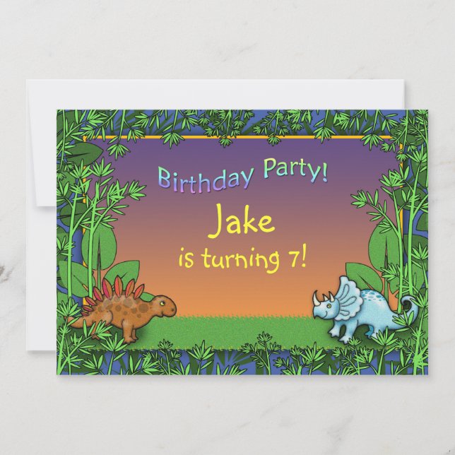 Personalized Dinosaur Birthday party Invitations (Front)