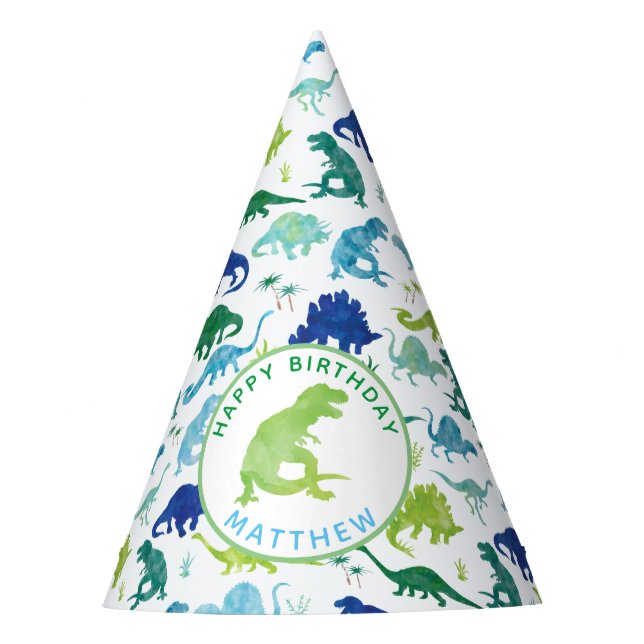Personalized Dinosaur Birthday Party Pattern Kids Hat (Front)