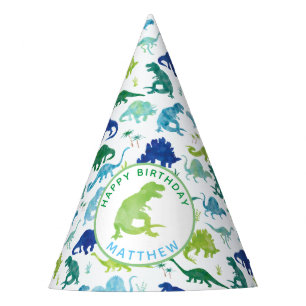 Personalized Dinosaur Birthday Party Pattern Kids Party Hat