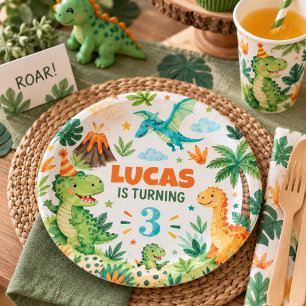 Personalized Dinosaur Birthday Party Plate