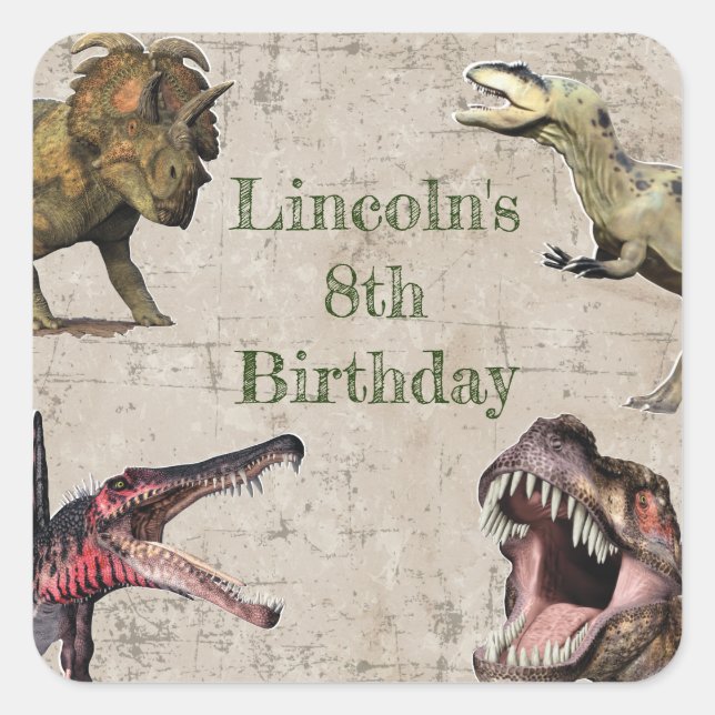 Personalized Dinosaur Birthday Stickers (Front)