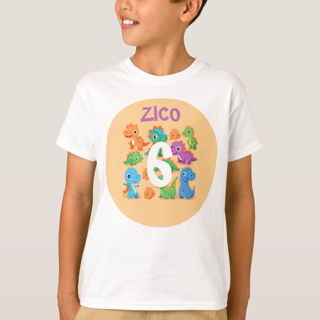 Personalized Dinosaur Birthday  T-Shirt (Front)