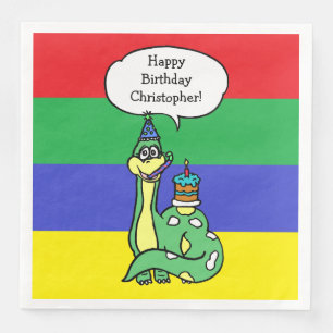 Personalized Dinosaur Boy's Birthday Party Napkin