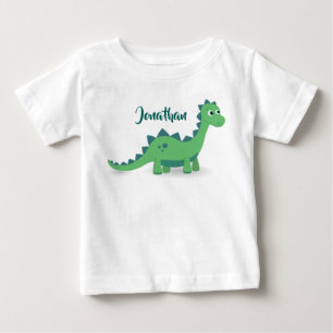 Personalized dinosaur green blue kids t-shirt