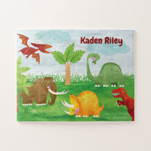 Personalized Dinosaur Jurassic T Rex Brontosaurus Jigsaw Puzzle