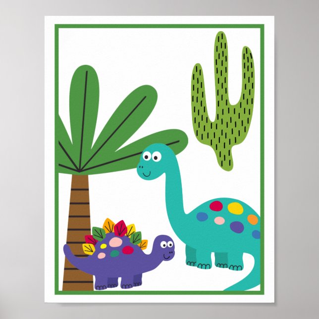 Personalized Dinosaur Kids' Art Print Set (Front)