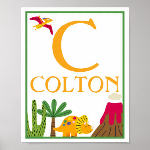 Personalized Dinosaur Kids' Art Print Set