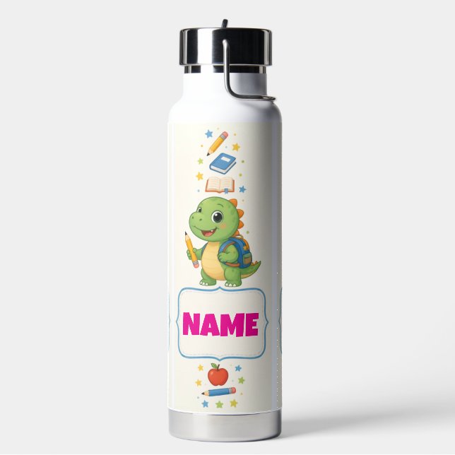 Personalized Dinosaur Kids Back to School Bottle (Left)