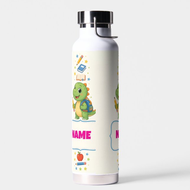 Personalized Dinosaur Kids Back to School Bottle (Left)
