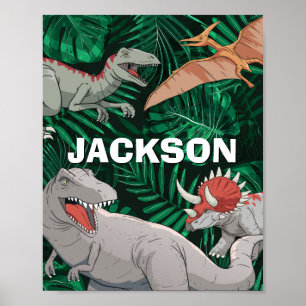 Personalized Dinosaur Kids Dino Jurassic Trex Boy Poster