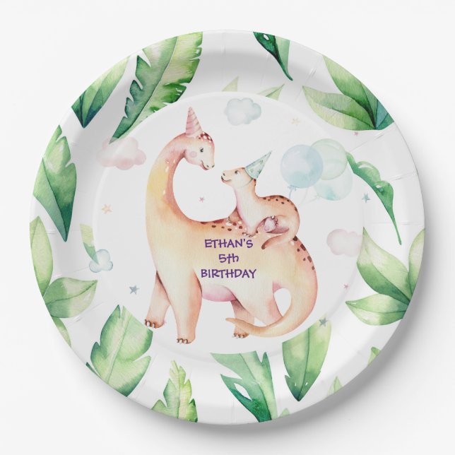 Personalized   Dinosaur  Paper Plate (Front)
