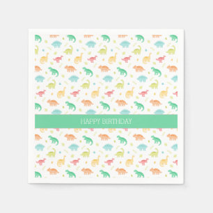 Personalized Dinosaur Paper Plate – Green Blue  Napkin