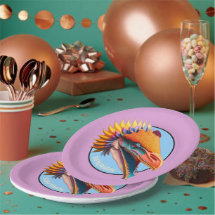 Personalized Dinosaur Party 9" Round Paper Plates