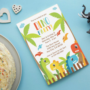 Personalized Dinosaur Party Card for Kids Birthday