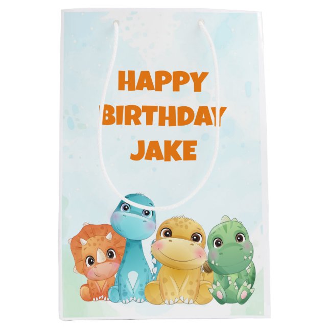 Personalized Dinosaur Party Gift Bag (Front)