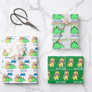 Personalized Dinosaur Party Wrapping Paper Sheet