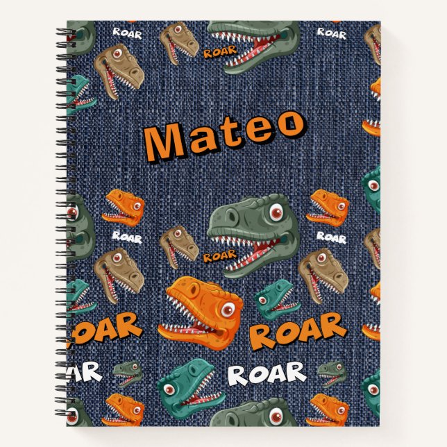 Personalized Dinosaur Roar Name Notebook for Boys (Front)