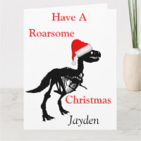 Personalized Dinosaur roarsome Christmas card