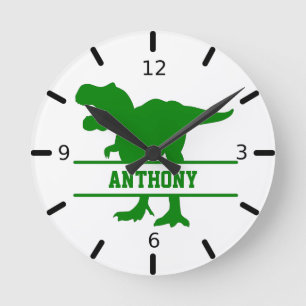 Personalized Dinosaur Round Clock
