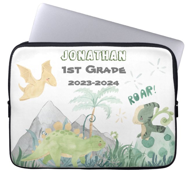 Personalized Dinosaur School Computer Laptop Sleeve (Front)
