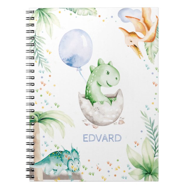 Personalized  Dinosaur Spiral Photo Notebook (Front)