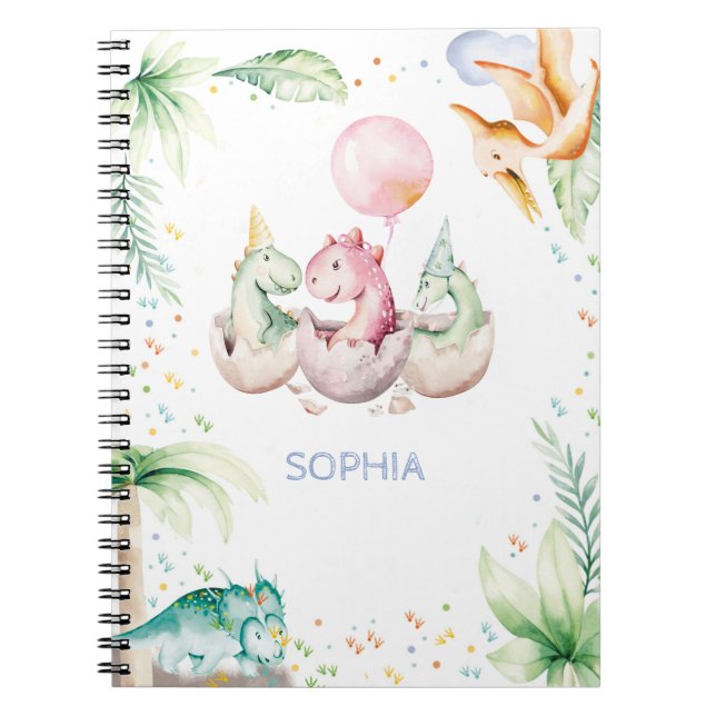 Personalized  Dinosaur Spiral Photo Notebook (Front)
