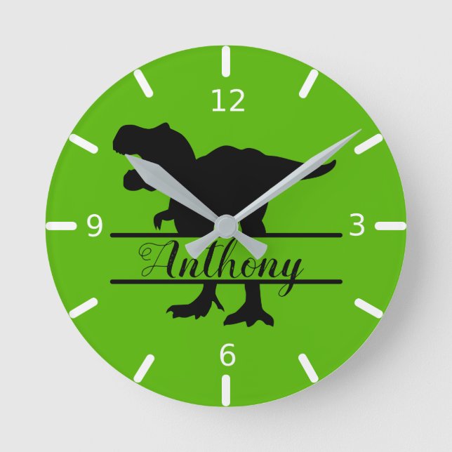 Personalized Dinosaur Square Wall Clock (Front)