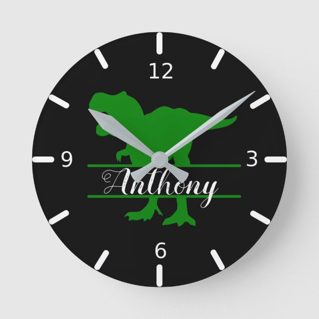 Personalized Dinosaur Square Wall Clock (Front)