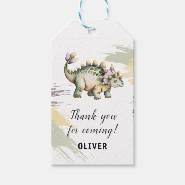 Personalized Dinosaur Thank You Gift Tags (Front)