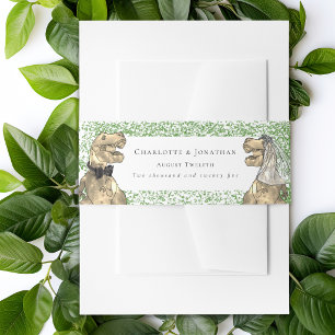 Personalized Dinosaur Theme Wedding Invitation Belly Band