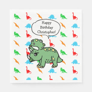 Personalized Dinosaur Themed Birthday Party Napkin