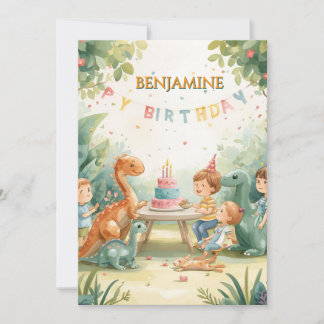 personalized dinosaure birthday card for kids