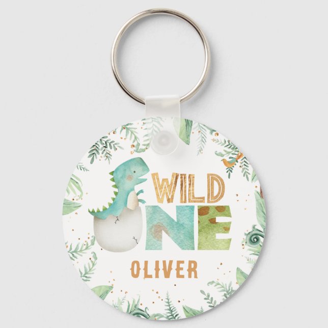 Personalized Dinosaurs Jurasic Wild One Keychain (Front)