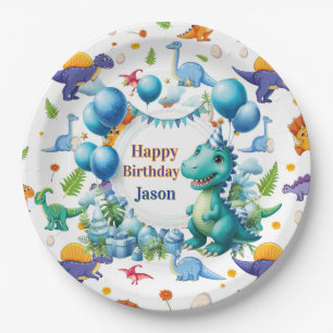 Personalized Dinosaurs  Paper Plate
