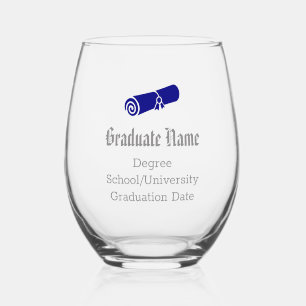 Personalized Diploma Graduation Party Favours Stemless Wine Glass