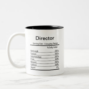 Personalized Director Nutrition Facts  Two-Tone Coffee Mug