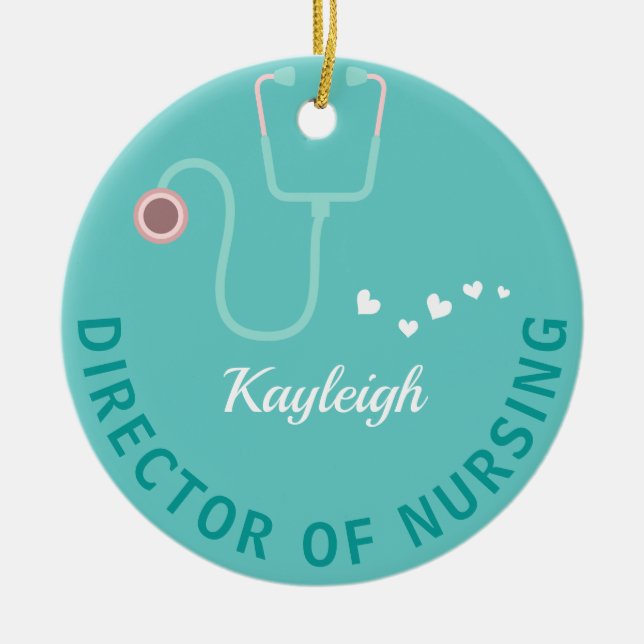 Personalized Director of Nursing stethoscope Ceramic Ornament (Front)