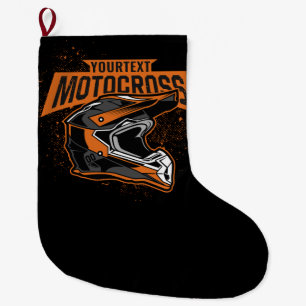 Personalized Dirt Bike Motocross Racing Helmet Large Christmas Stocking