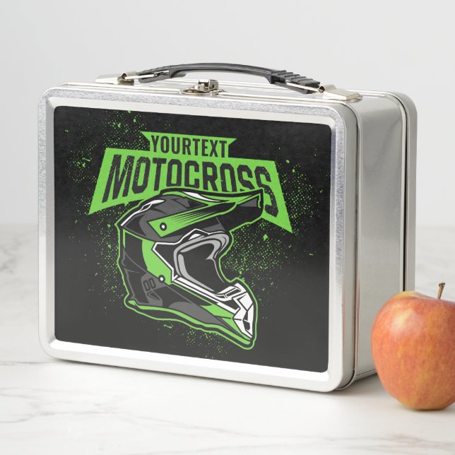 Personalized Dirt Bike Motocross Racing Helmet  Metal Lunch Box (In Situ)
