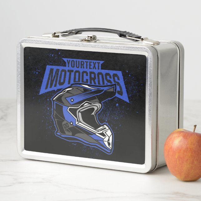 Personalized Dirt Bike Motocross Racing Helmet   Metal Lunch Box (In Situ)