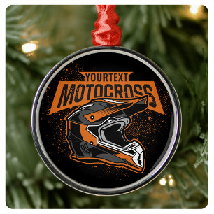Personalized Dirt Bike Motocross Racing Helmet   Metal Ornament