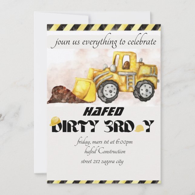 ﻿Personalized Dirty 3rd-Y Third Birthday  Invitation (Front)
